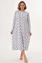 Long Sleeve, Floral Print, Button-Down Collar, Cotton, Plus Size Women's Nightgown - 2