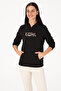 Women's Black Hooded Basic Sweatshirt 50307711-Vr046 - 3
