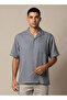 Men Regular Fit Camp Collar Textured Short Sleeves Resort Shirt - 2