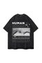 Black Printed Unisex Oversized Washed Vintage T-Shirt - 2