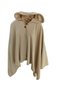Beige Warm Anti-Pilling Fleece Hooded Unisex Outdoor Camper Poncho Winter Buttoned Shawl - 3