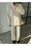 Women's New Season Suitable for Tesettüre High-Necked Beige Striped Knitwear Set - 5