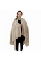 Beige Plain Warm Anti-Pilling Soft Fleece Unisex Outdoor Camper Poncho Winter Buttoned Shawl - 6