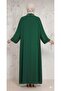 Women's Comfortable Fit Dress with Pearl Embroidery on the Collar and Sleeves - 6