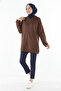 Women'S, Brown, Zippered Kangaroo Pocket Sweatshirt, Soft Brushed Inside , Comfortable Fit Hijab Cap _1929 - 3