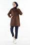 Women'S, Brown, Zippered Kangaroo Pocket Sweatshirt, Soft Brushed Inside , Comfortable Fit Hijab Cap _1929 - 2