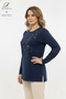 Women's Middle Age and Above Viscose Leaf Pattern Stone Slit Embroidered L Stretch Fabric Mother Combed Cotton Blouse - 2
