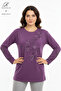Women's Middle Age and Above Viscose Leaf Pattern Stone Slit Embroidered L Stretch Fabric Mother Combed Cotton Blouse