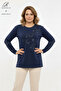Women's Middle Age and Above Viscose Leaf Pattern Stone Slit Embroidered L Stretch Fabric Mother Combed Cotton Blouse