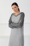 A.Grey/Anthracite Hooded Cashmere Long Sleeve Women's Knitwear Dress - 6