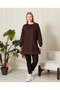 Women's Dark Brown Slit Tunic with Crystal Stone Accessories - 3