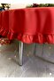 Red Bulda Cotton Linen Fluffy Table Cloth - 3