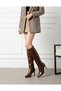 Shiny Wrinkled Patent Leather Below-The-Knee Thai Feather Boots (9cm) - 4