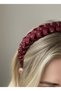 Burgundy Satin Knitted Model Stone Embroidered Crown
