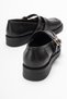 Black Genuine Skin Leather Women's Mary Jane Loafer Shoes Double Strap Buckle Real Skin Leather Moccasin - 5