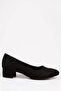 Women's Short Thick Heeled Casual Shoes Black Suede