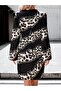 Women's Long Sleeve Double Breasted Collar Asymmetrical Detail Mini Modal Dress - 5