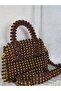 Handmade Brown Velvet and Gold Beaded Luxury Shoulder Bag - 2