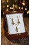 Gold Color Christmas Tree Pendant Earrings 3 Pieces Jewelry Set Christmas Gift