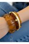 Amber and Bone Color Natural Looking Resin Bracelet Set