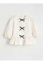 Crew Neck Bow Detailed Baby Girl Shirt