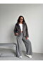 Faux Fur Women's Jacket – Modern Winter Coat with Zipper and Soft Texture - Gray |   F2037 - 2