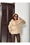 Faux Fur Women's Coat – Fluffy Soft Textured Winter Stylish Outerwear - Stone |   F2040 - Stone - 2