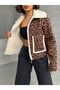 Eopar Patterned Plush Coat - Brown Black | |   F1814 - Coffee Black - 4