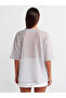 10550 Crew Neck Short Sleeve Transparent Blouse-grey - 2