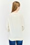 Women Ribbed Collar Knitted Sweater, Off White - 4
