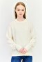Women Ribbed Collar Knitted Sweater, Off White