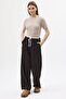 Double Waist Detailed Trousers Brown - 2