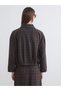 Lcw Vision Brown Gabardine Plaid Oversize Women's Jacket - 5