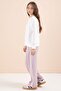 Dusty Rose Striped Detail Wide Leg Embroidered Girl Oversized Tracksuit Set 23458 - 6