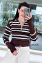 Zippered Striped Knitwear Cardigan 6K335 - 3