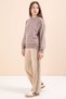 Beige Striped Detail Wide Leg Embroidered Girls' Oversized Tracksuit Set 23456 - 4