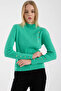 Button Detailed Corded Fabric Knitwear Sweater - Green - 3