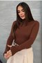Women's Black Brown Finger Detail Turtleneck Bodysuit Set of 2 - 4