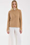 Corded Fabric Knitwear Sweater with Piece Detail - Camel - 2