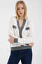 Contrast Striped Knitwear Cardigan - Bone - 3