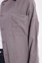 Women's Oversized wide cut 100% cotton muslin fabric long sleeve textured gray shirt with pockets - 3