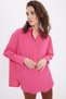 Women's Oversized Wide Cut Wrinkle Detail Long Sleeve Textured Pink Shirt - 7