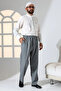 Men's Relaxed Fit Elastic Waist Pocketed Hajj and Umrah Fabric Shalwar Pants - Gray (Isr) - 2