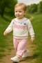 Mi̇Ni̇ Mondo 181-12-25 Baby Girl Happy Printed Floral Sweatshirt Bottom Set 9-18 Months - 3