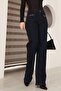 Women's High Waist Chain Detailed Straight Fit Navy Blue - 4