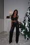 Women's Black Glitter Detailed Strappy Crop Pants Two-Piece Set