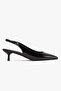 Gioia Black Patent Leather Pointed Toe Open Back Low Heel Shoes
