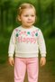 Mi̇Ni̇ Mondo 181-12-25 Baby Girl Happy Printed Floral Sweatshirt Bottom Set 9-18 Months - 2