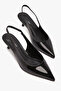 Gioia Black Patent Leather Pointed Toe Open Back Low Heel Shoes - 3