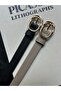 2-Piece Splice Double Ring Pattern Women's Gold Buckle Belt Jacket Belt Dress Belt Trouser Belt